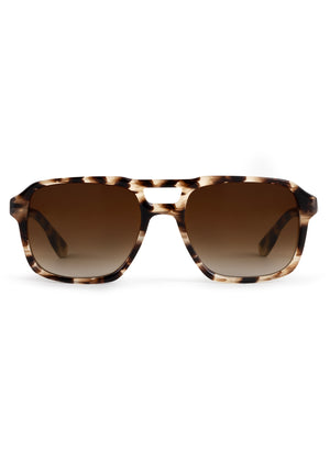 RYDER | Blonde Venezia Handcrafted, luxury brown tortoise acetate large rectangular aviator KREWE sunglasses