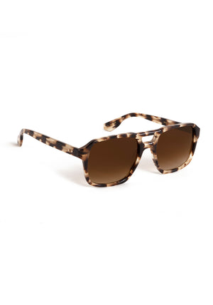 RYDER | Blonde Venezia Handcrafted, luxury brown tortoise acetate large rectangular aviator KREWE sunglasses