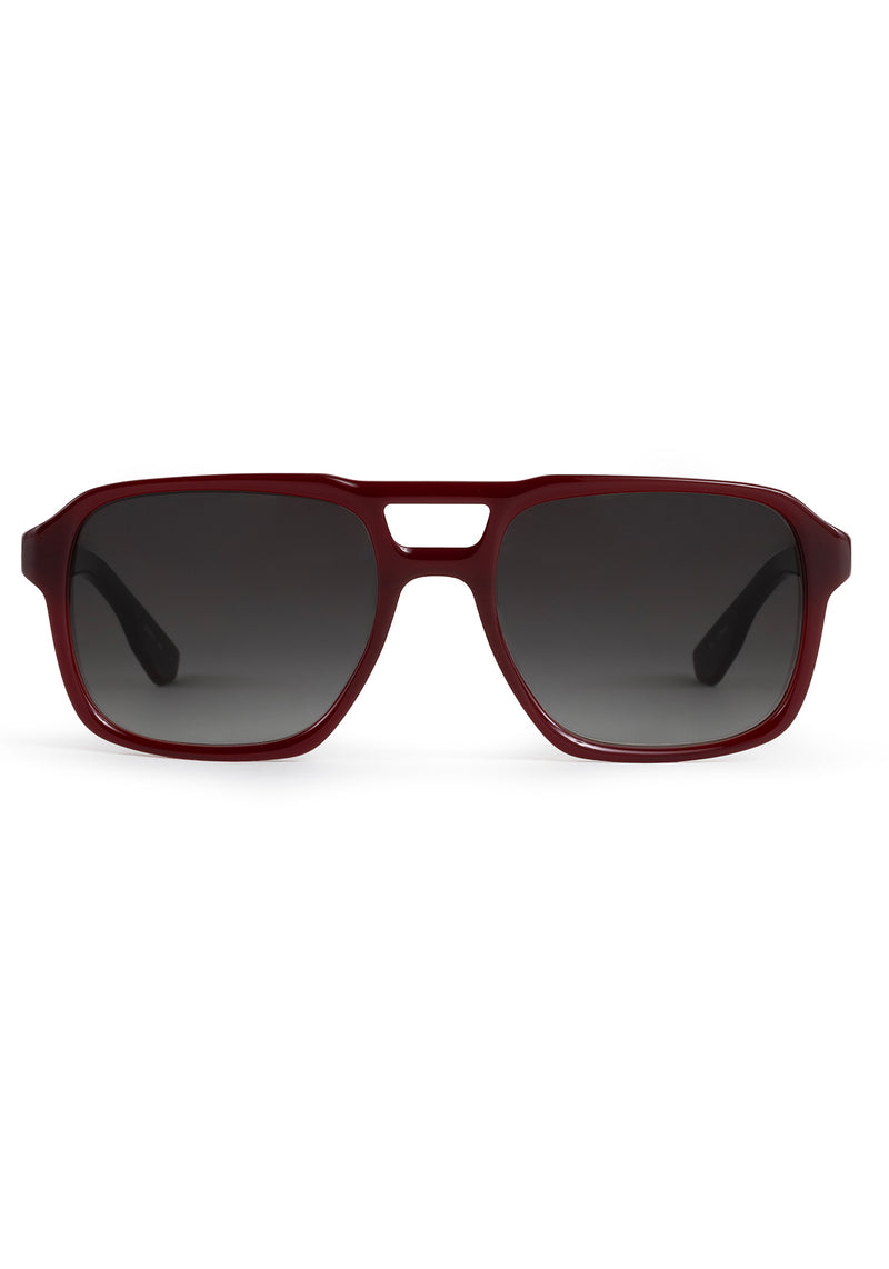 RYDER | Brandy Handcrafted, luxury burgundy acetate large rectangular aviator KREWE sunglasses