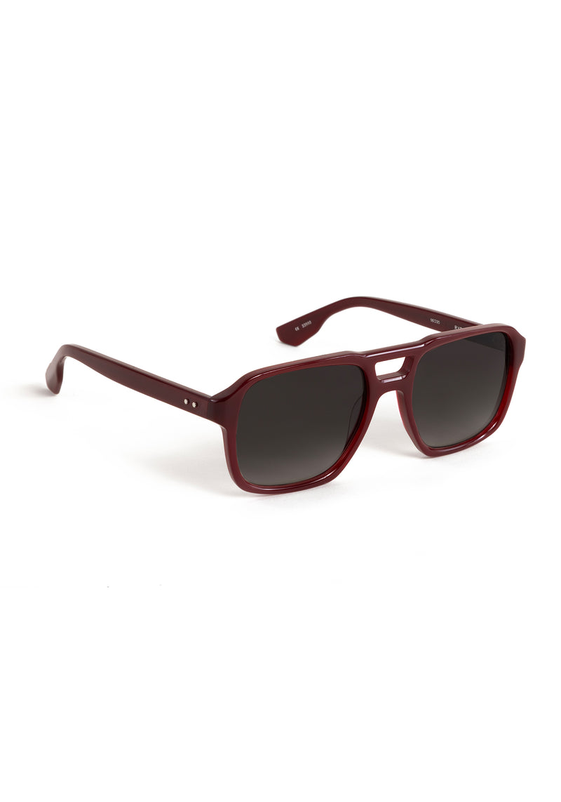 RYDER | Brandy Handcrafted, luxury burgundy acetate large rectangular aviator KREWE sunglasses