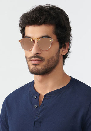 STL NYLON | Crystal 24K Mirrored Handcrafted, luxury clear acetate KREWE sunglasses mens model | Model: Mo