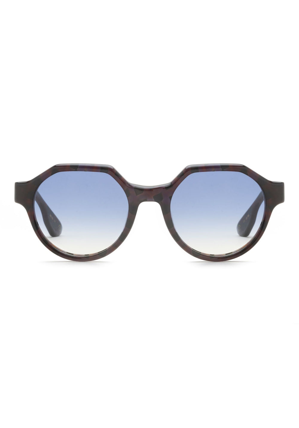 KREWE GLASSES - SADIE | Nova + Custom Vanity Tint handcrafted, luxury geometric black acetate glasses with blue tinted lenses