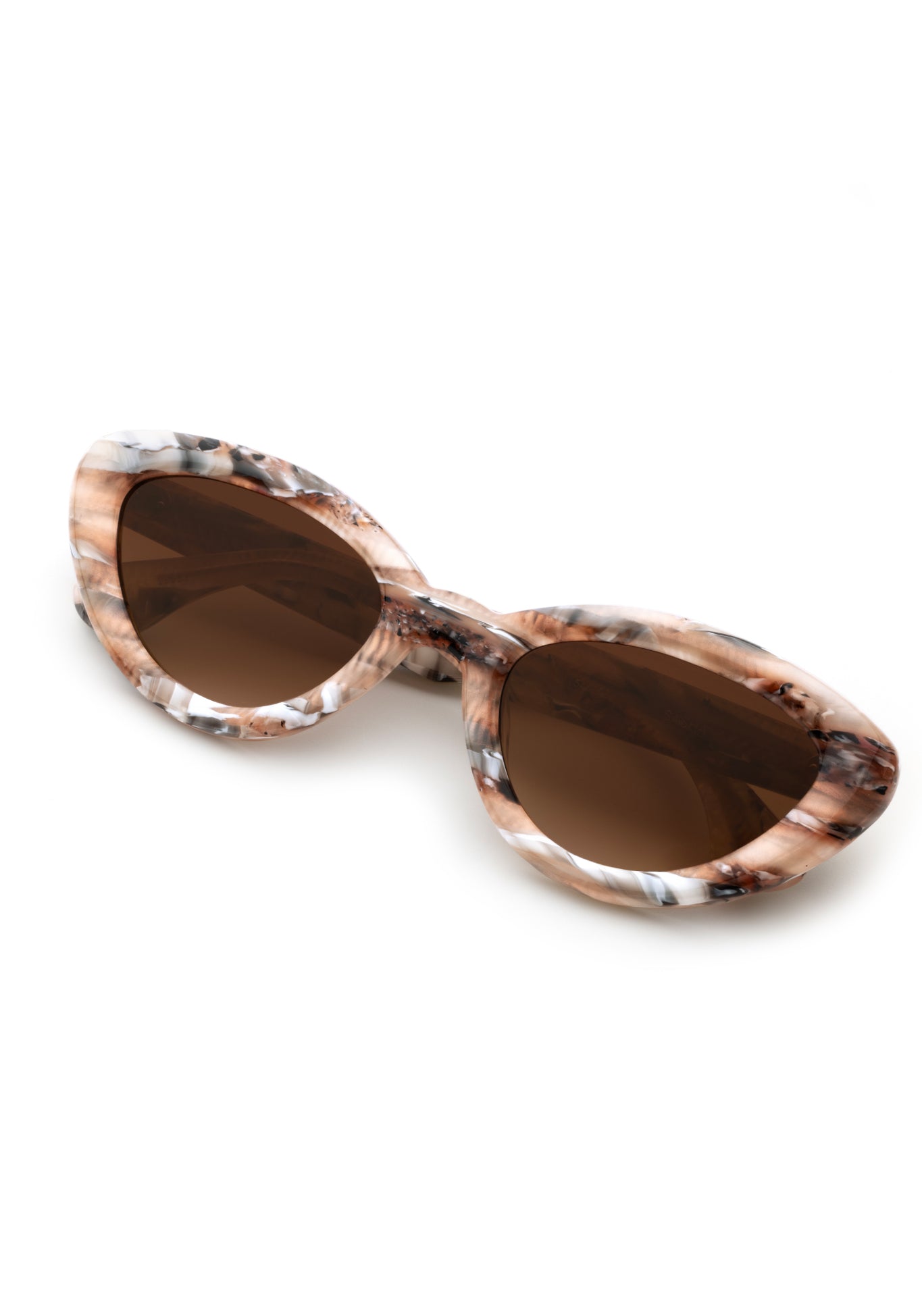 SASHA | Marmo Handcrafted, luxury peach tan black neutral acetate bubble cat-eye KREWE sunglasses