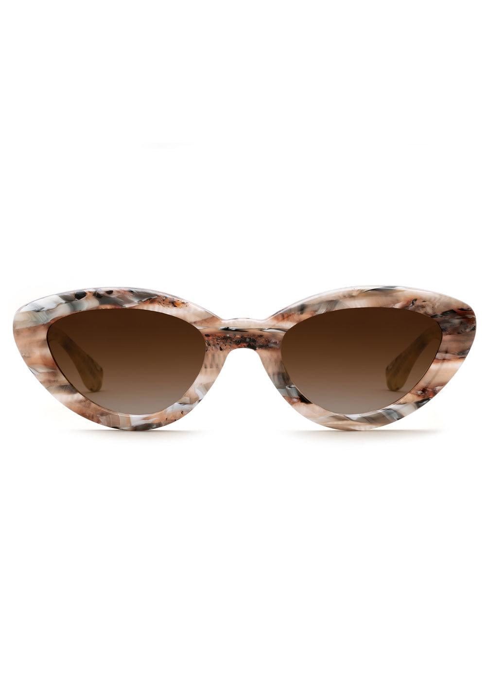 SASHA | Marmo Handcrafted, luxury peach tan black neutral acetate bubble cat-eye KREWE sunglasses