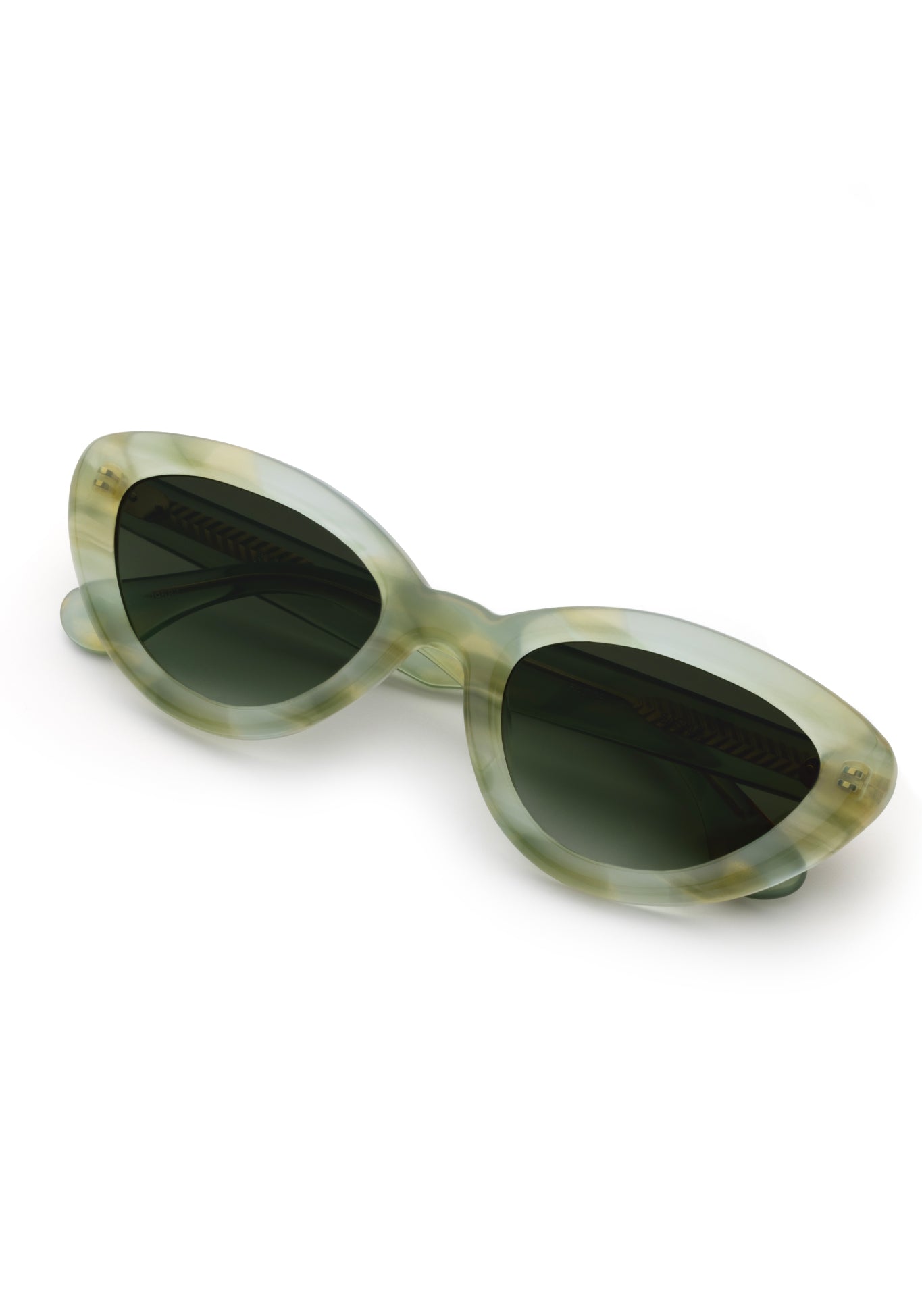 SASHA | Selene Handcrafted, luxury light green acetate bubble cat-eye KREWE sunglasses
