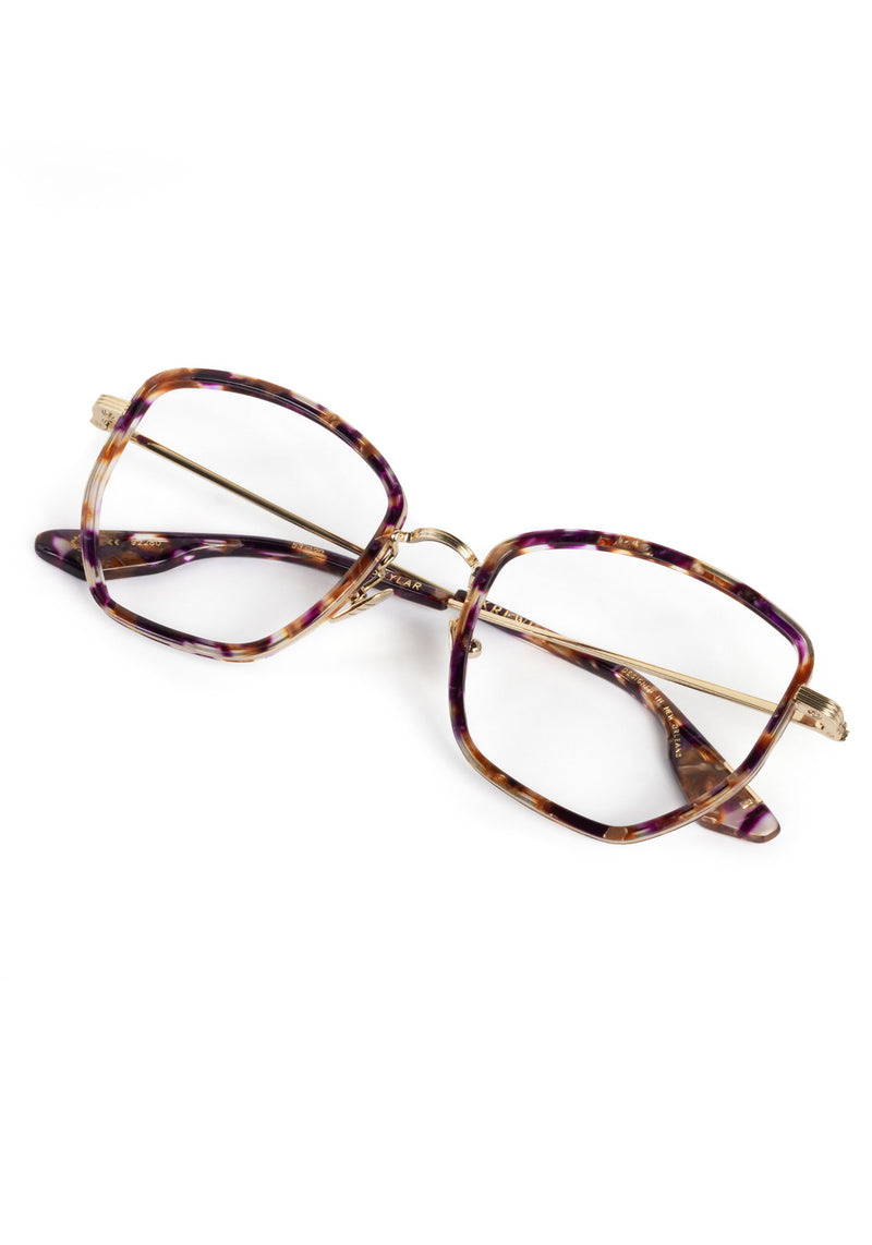 SKYLAR | 12K Titanium + Stardust Handcrafted multicolored tortoise acetate geometric round KREWE eyeglasses 