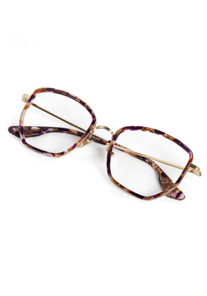 SKYLAR | 12K Titanium + Stardust Handcrafted multicolored tortoise acetate geometric round KREWE eyeglasses 