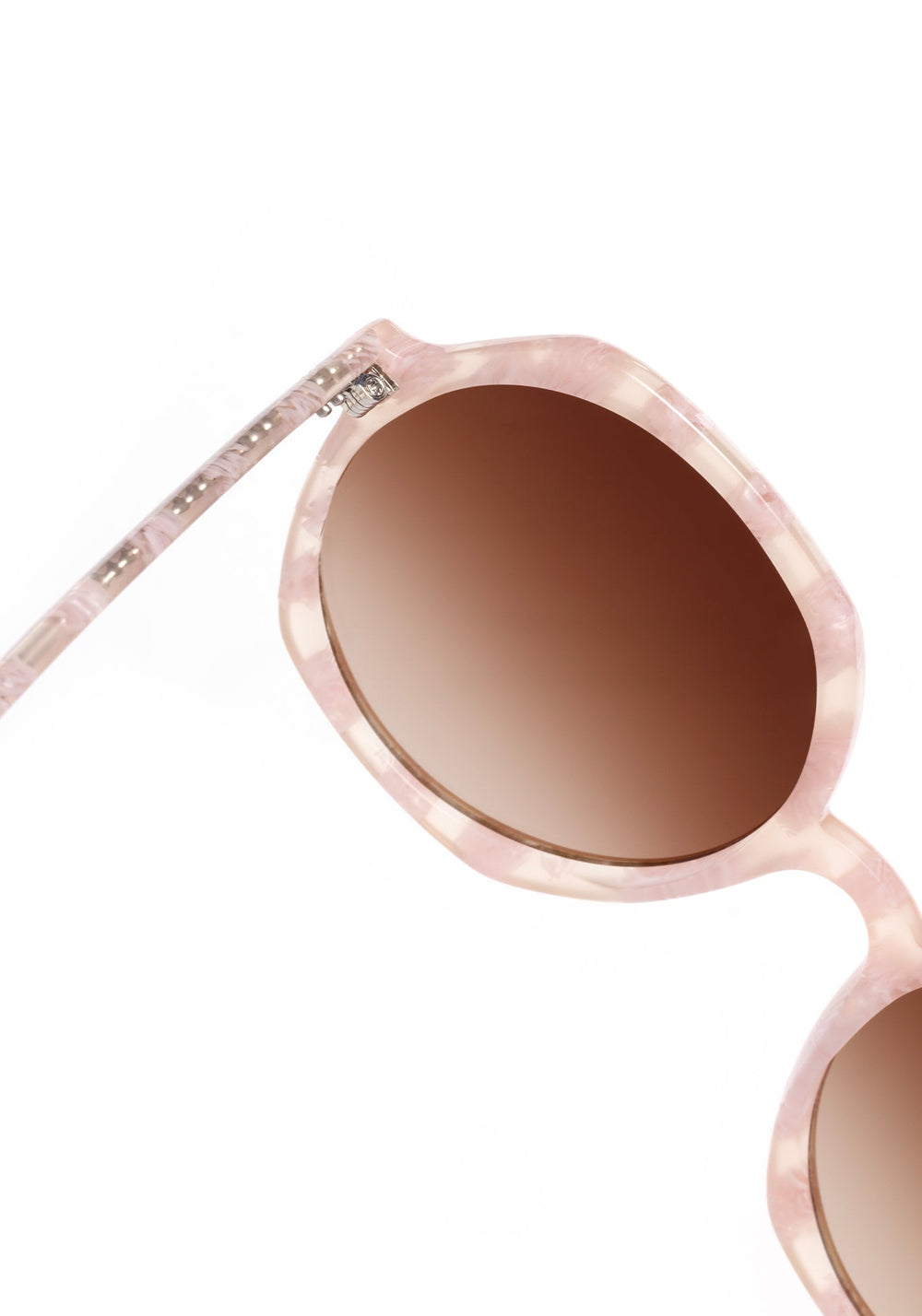 KREWE SUNGLASSES - SOPHIA | Plaid Mirrored handcrafted, luxury pink checkered oversized round women's sunglasses