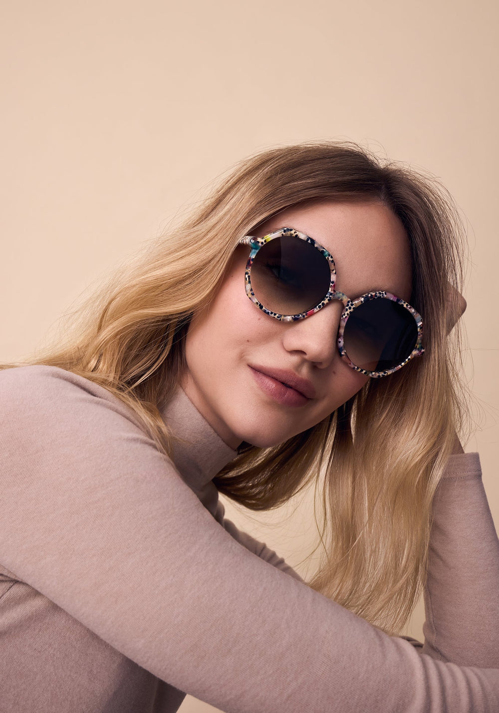 KREWE SOPHIA | Poppy Handcrafted, Colorful Designer Sunglasses womens model campaign | Model: Juliette