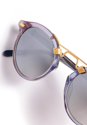 ST. LOUIS | Opal 24K handcrafted, luxury, purple and blue mirrored acetate KREWE Sunglasses