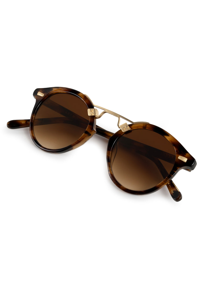 ST. LOUIS | Venezia 12K Handcrafted, luxury brown tortoise acetate geometric KREWE sunglasses