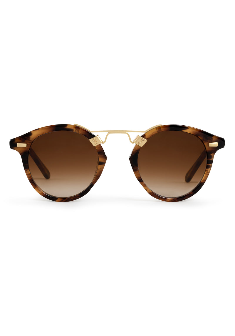 ST. LOUIS | Venezia 12K Handcrafted, luxury brown tortoise acetate geometric KREWE sunglasses