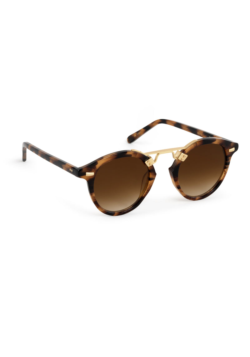 ST. LOUIS | Venezia 12K Handcrafted, luxury brown tortoise acetate geometric KREWE sunglasses