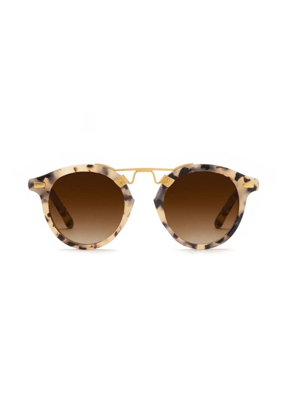 KREWE - ST. LOUIS KIDS | Matte Oyster 24K handcrafted, luxury tortoise shell sunglasses made for children featuring krewe's iconic double metal bridge