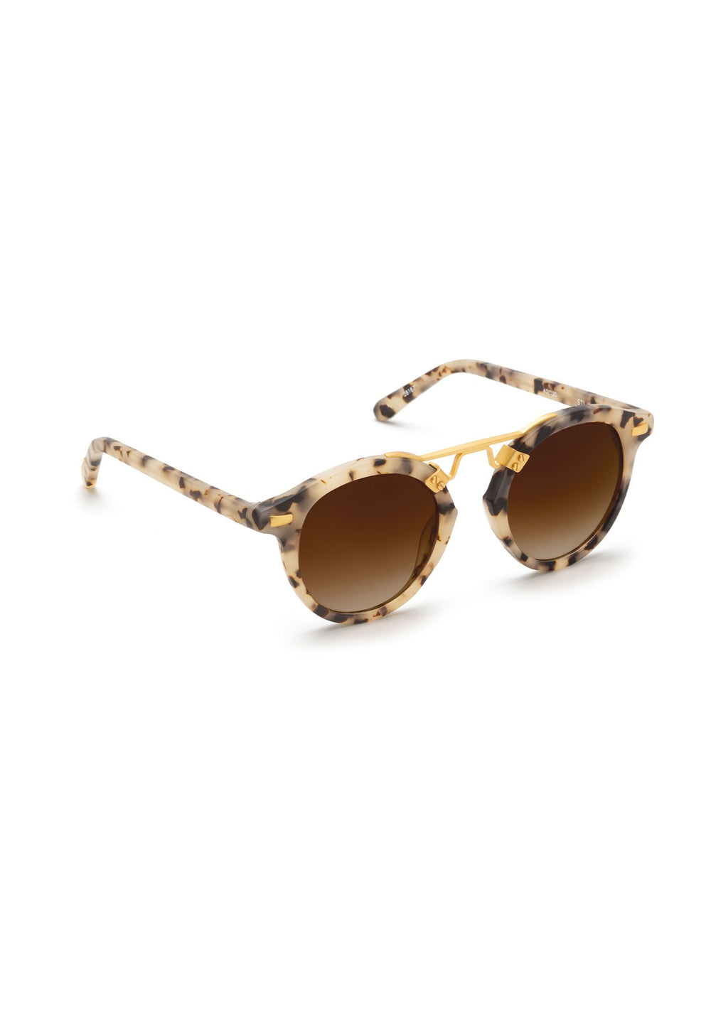 KREWE - ST. LOUIS KIDS | Matte Oyster 24K handcrafted, luxury tortoise shell sunglasses made for children featuring krewe's iconic double metal bridge
