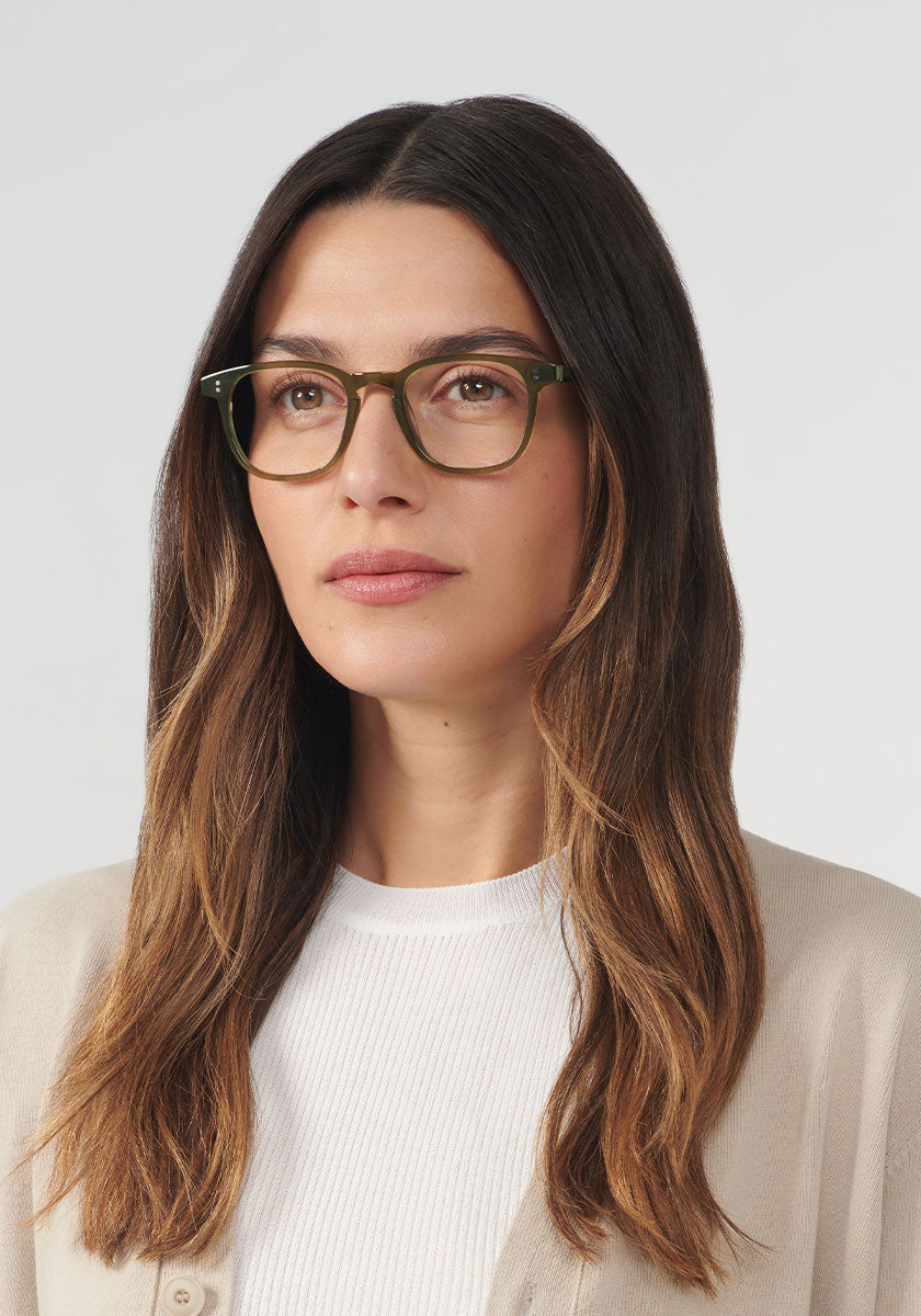 KREWE - STATE | Sage Handcrafted, luxury green acetate eyeglasses womens model | Model: Olga