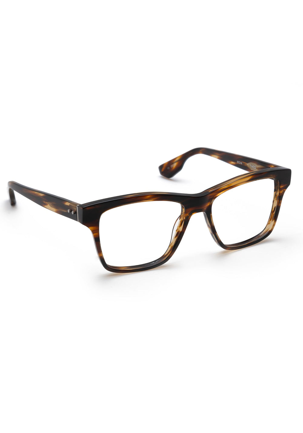 THEO | Hickory Handcrafted, luxury brown acetate oversized rectangular KREWE eyeglasses