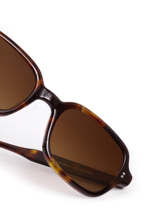 TOMMIE | Havana Polarized Handcrafted, dark brown tortoise acetate square rectangle polarized KREWE sunglasses