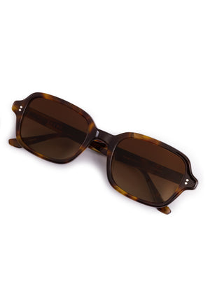 TOMMIE | Havana Polarized Handcrafted, dark brown tortoise acetate square rectangle polarized KREWE sunglasses