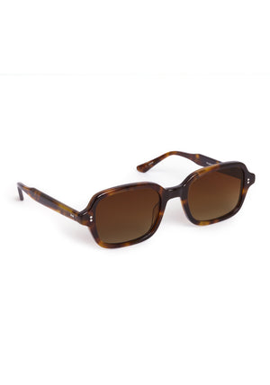 TOMMIE | Havana Polarized Handcrafted, dark brown tortoise acetate square rectangle polarized KREWE sunglasses