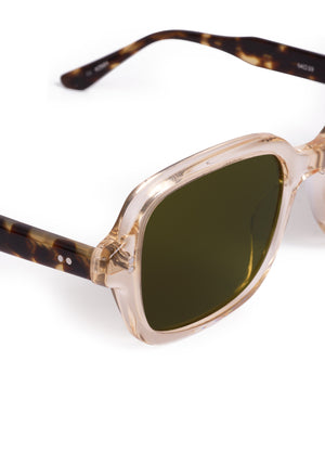 TOMMIE | Haze + Iberia Handcrafted, champagne pearlescent acetate square rectangle KREWE sunglasses