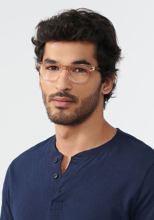 KREWE - TUCKER | Buff Handcrafted, Luxury Pink Acetate Eyeglasses mens model | Model: Mo