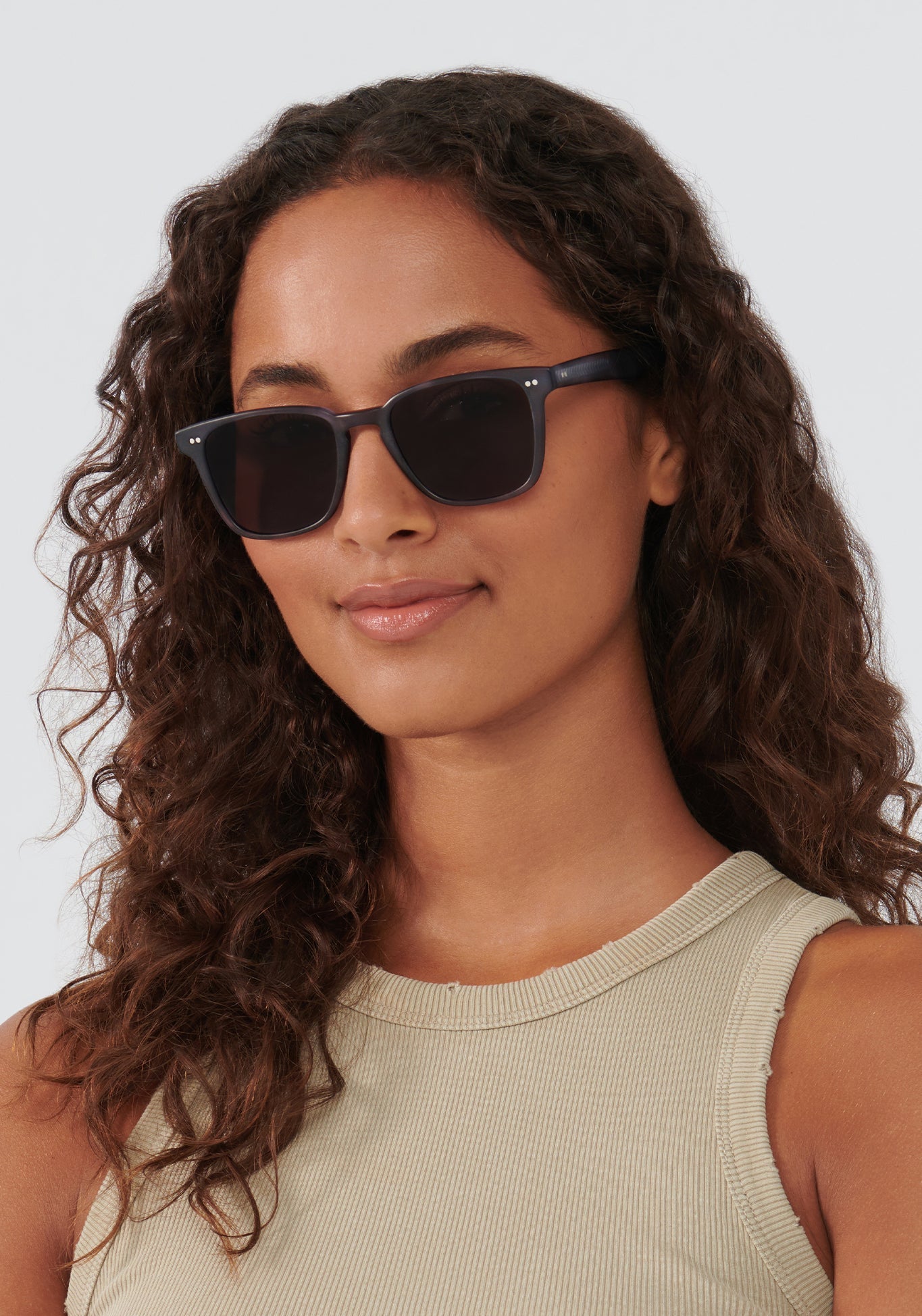 VINDEL | Matte Denim handcrafted, KREWE luxury designer blue classic mens sunglasses womens model | Model: Meli