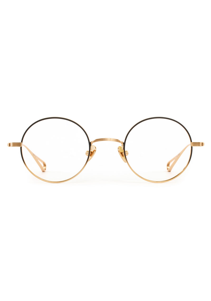 VIRGIL | 18K Matte Black Fade Titanium Handcrafted, luxury 18K black gold metal round KREWE eyeglasses 