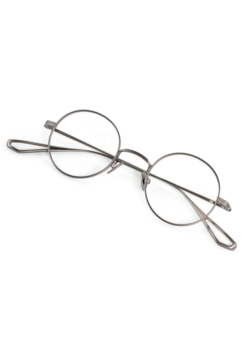 VIRGIL | Matte Raw Titanium Handcrafted, luxury matte raw titanium metal round KREWE eyeglasses 
