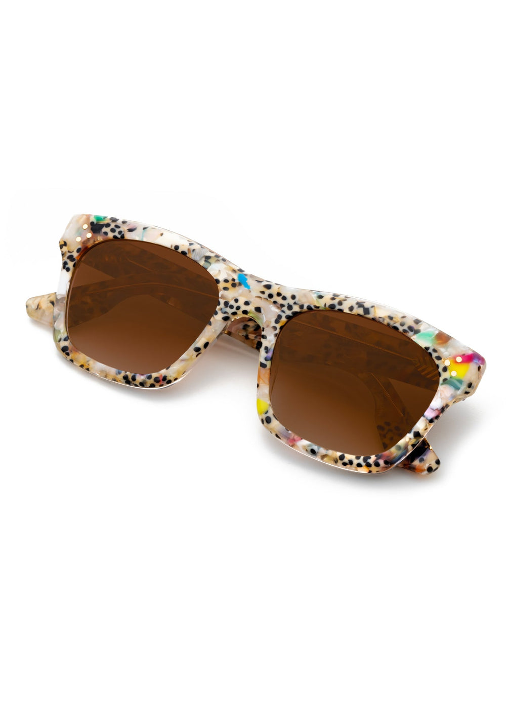 KREWE SUNGLASSES - WILLIAMS | Poppy over Crystal handcrafted, luxury colorful acetate wayfarer sunglasses