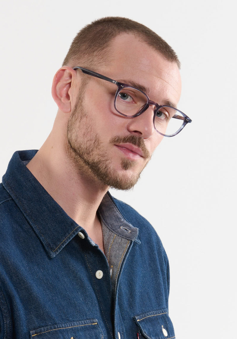 KREWE - WREN | Denim Handcrafted, luxury blue acetate eyeglasses mens model | Model: Connor