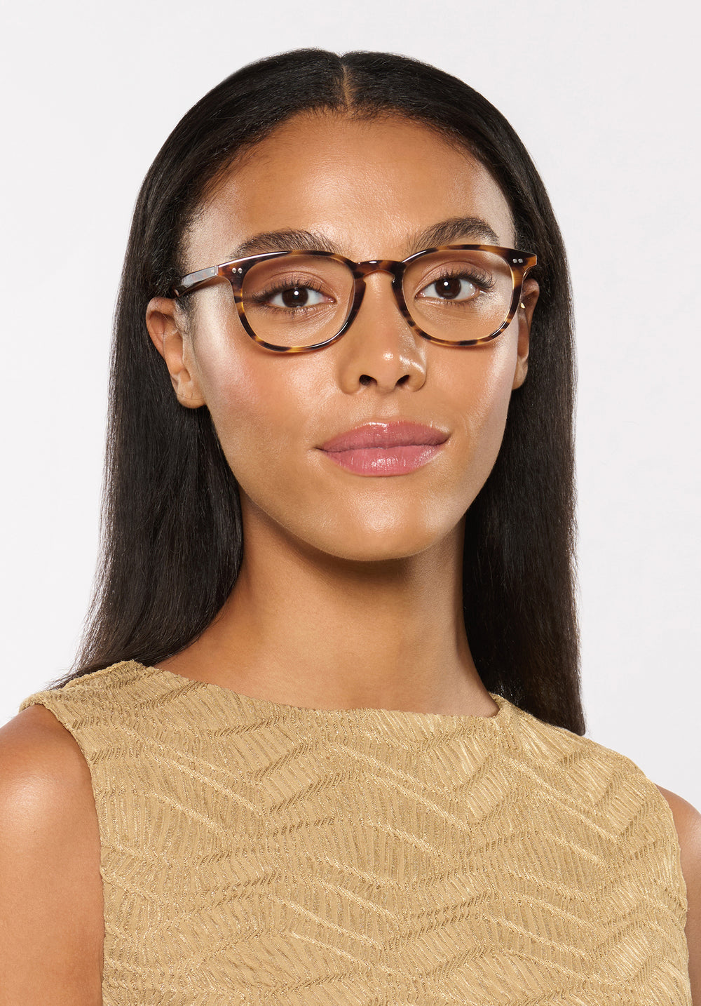 WREN | Venezia Handcrafted, luxury brown tortoise square acetate KREWE  eyeglasses womens model | Model: Sasha