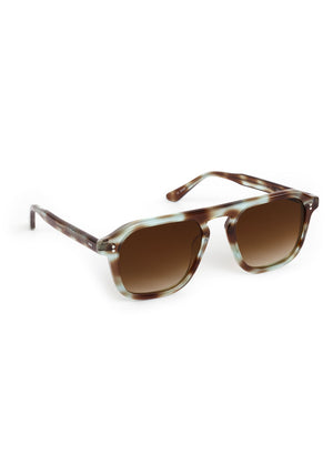ZANDER | Aquamarine Tortoise Handcrafted, luxury blue and brown tortoise acetate large rectangular aviator KREWE sunglasses