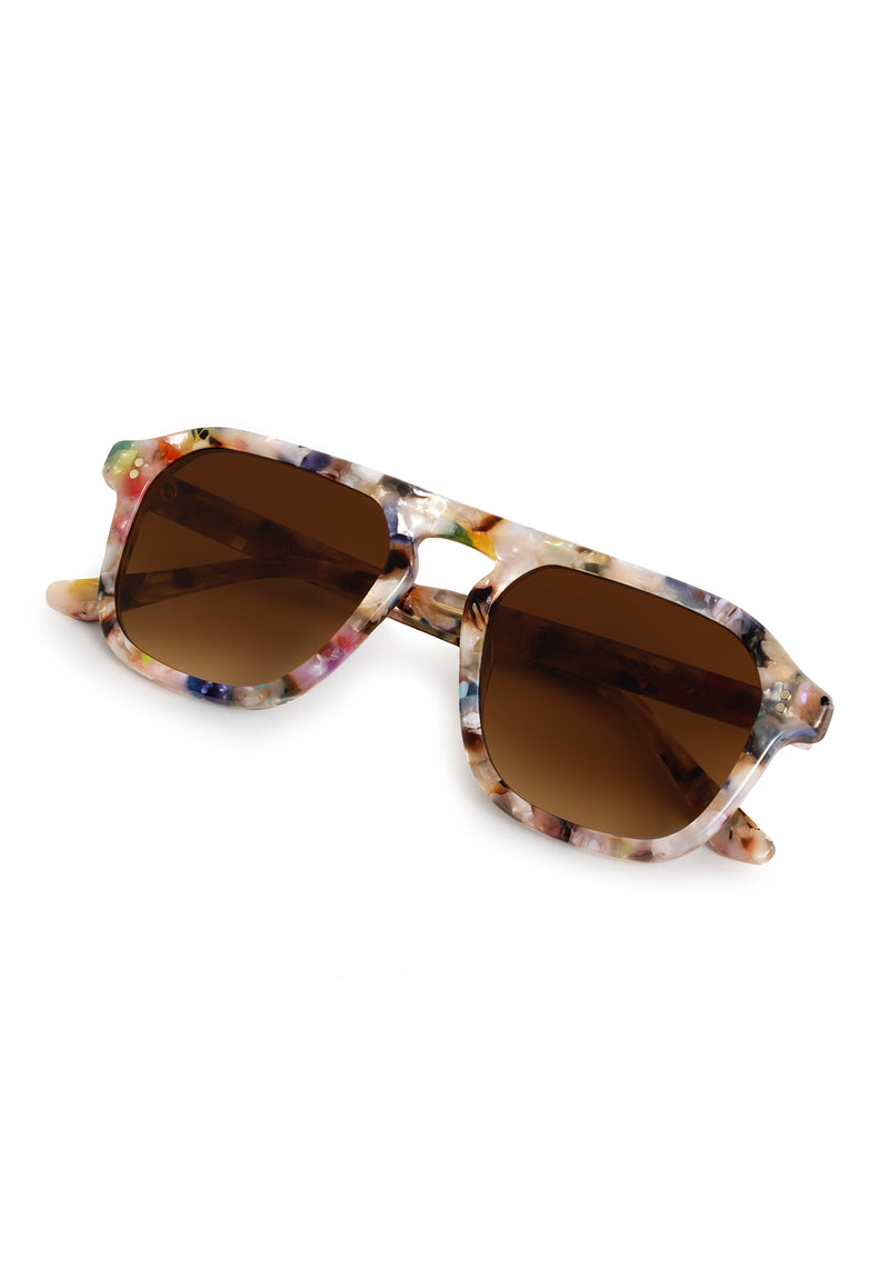 ZANDER | Gelato Handcrafted, luxury multicolored tortoise acetate large rectangular aviator KREWE sunglasses