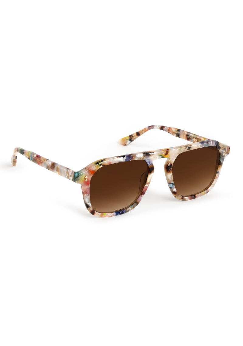 ZANDER | Gelato Handcrafted, luxury multicolored tortoise acetate large rectangular aviator KREWE sunglasses