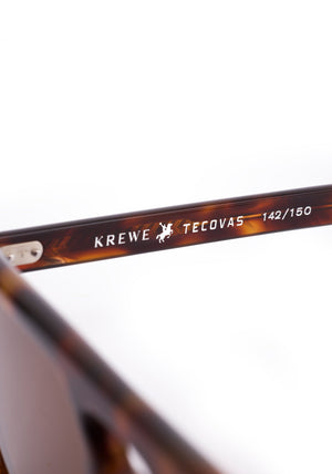 ZANDER | Havana Handcrafted, luxury dark brown tortoise acetate large rectangular aviator KREWE sunglasses