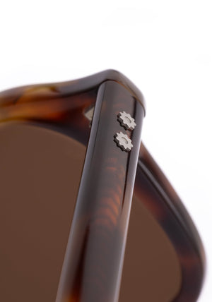 ZANDER | Havana Handcrafted, luxury dark brown tortoise acetate large rectangular aviator KREWE sunglasses