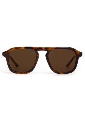 ZANDER | Havana Handcrafted, luxury dark brown tortoise acetate large rectangular aviator KREWE sunglasses