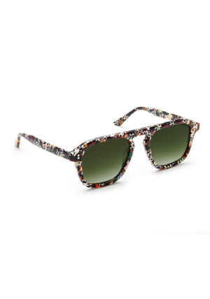 ZANDER | Poppy Noir Handcrafted, luxury speckled multicolored acetate large rectangular aviator KREWE sunglasses