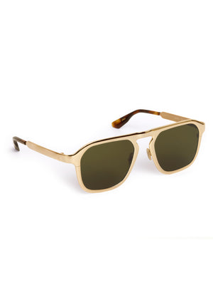 ZANDER CHROMA | 12K Chroma + Havana Handcrafted, luxury gold polished chrome stainless steel large square aviator KREWE sunglasses 