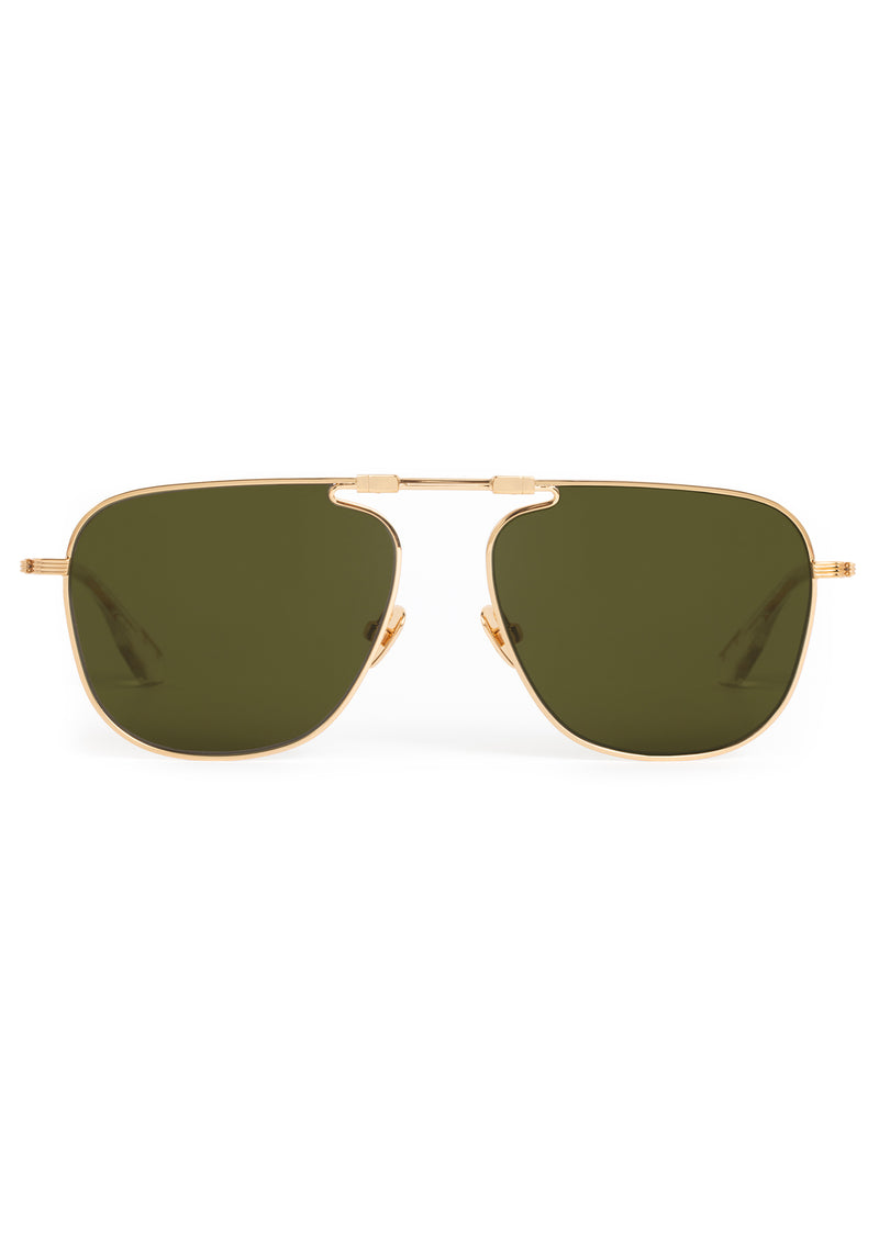 ZANDER FOLD | 18K + Crystal Polarized Handcrafted, luxury stainless steel large folding square aviator KREWE sunglasses