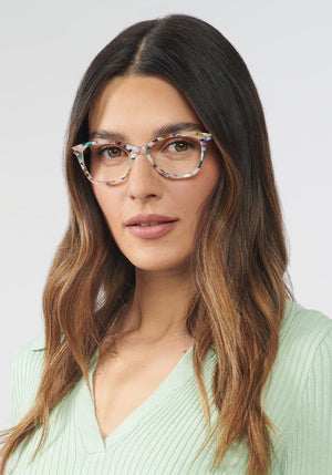 KREWE - Designer Eyeglasses - AMELIA | Gelato Handcrafted, luxury colorful tortoise shell acetate eyeglasses. Similar to Oliver Peoples eyeglasses, moscot eyeglasses, warby parker eyeglasses womens model | Model: Olga