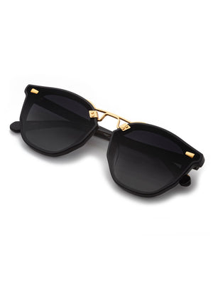 KREWE BEAU NYLON | Black + Shadow 24K Polarized Handcrafted, Black Acetate Luxury Sunglasses