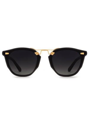KREWE BEAU NYLON | Black + Shadow 24K Polarized Handcrafted, Black Acetate Luxury Sunglasses