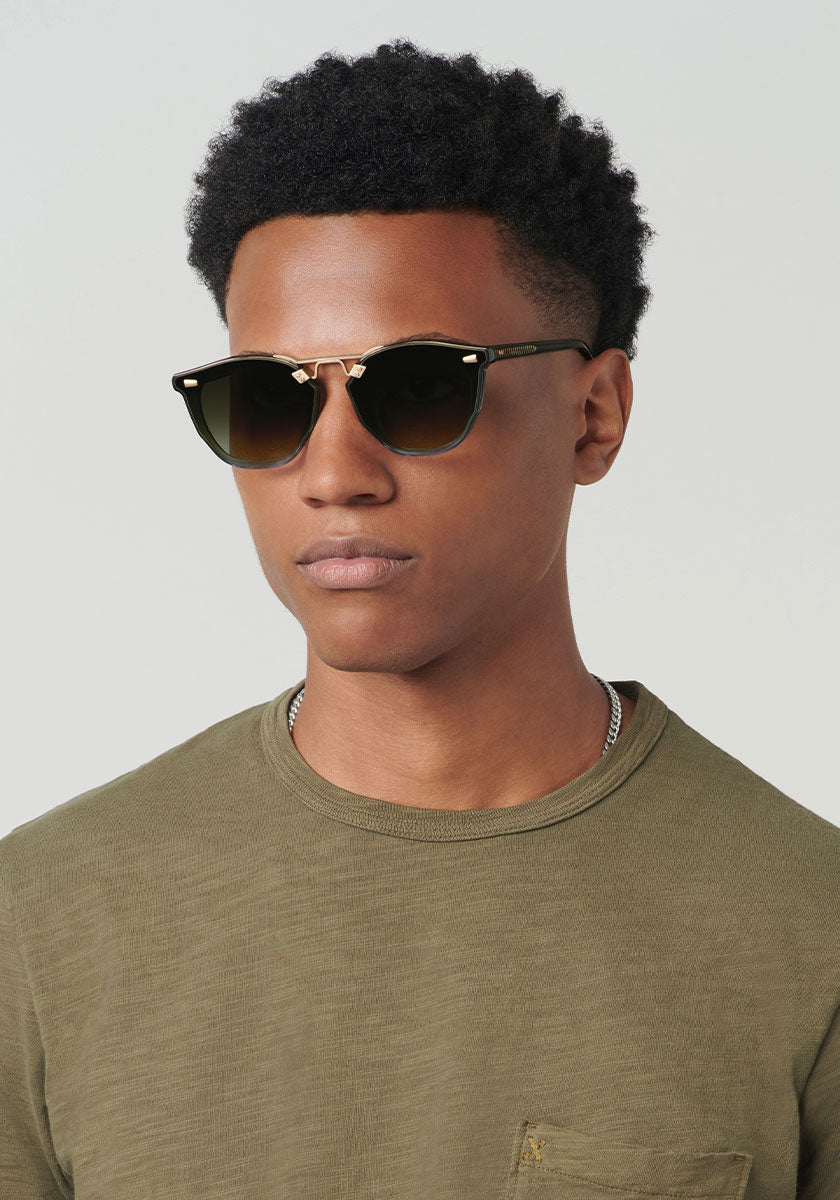 KREWE BEAU NYLON | Matcha 12K Handcrafted, Green Acetate Luxury Sunglasses mens model | Model: Brandon