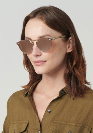 KREWE BEAU NYLON | Poppy to Petal 12K Mirrored Handcrafted, Colorful Acetate Luxury Sunglasses womens model | Model: Vanessa