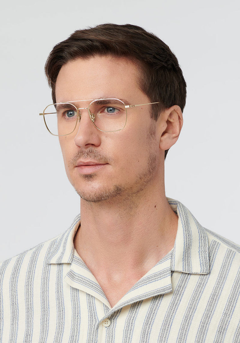 KERWE BERM | 12K Titanium Handcrafted, luxury 12k gold metal eyeglasses mens model | Model: Tom