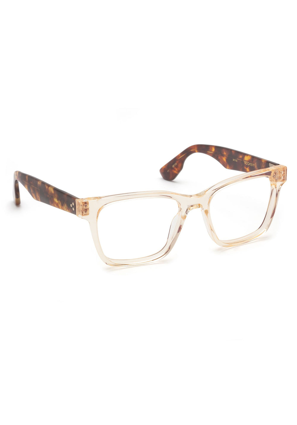KREWE BOOKER | Haze + Rye Handcrafted, Clear Acetate Glasses with Tortoise Temples