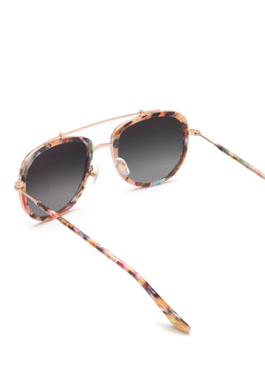 BRETON | Capri Rose Gold Handcrafted, Luxury pink and orange acetate KREWE aviator sunglasses