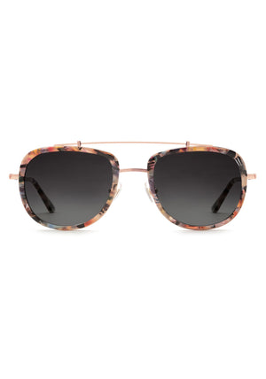 BRETON | Capri Rose Gold Handcrafted, Luxury pink and orange acetate KREWE aviator sunglasses